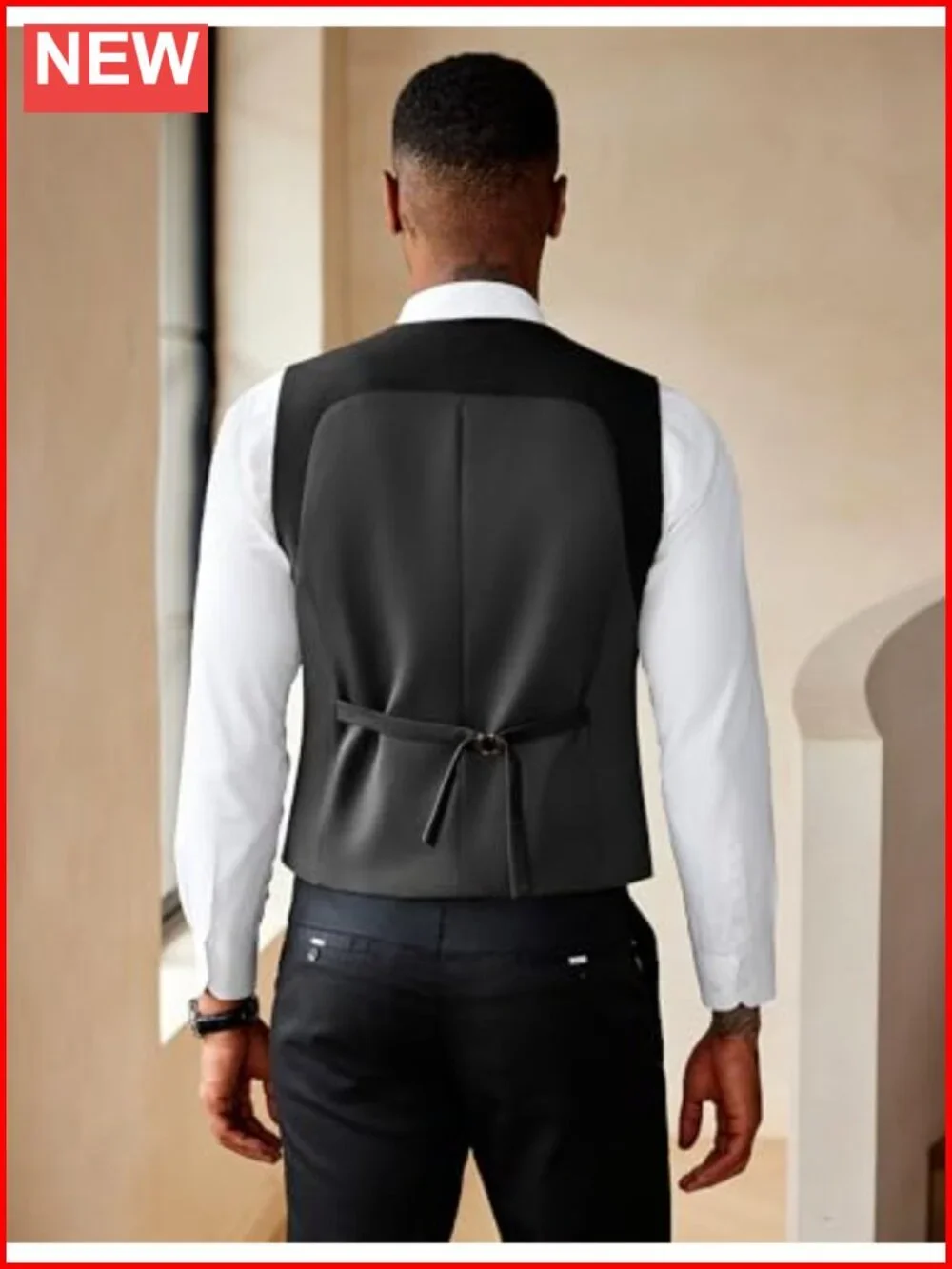 Mens Slim Fit Double Breasted Suit Vest Waistcoat U-Neck Formal